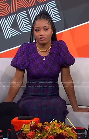 Keke's purple plaid dress on GMA Strahan Sara And Keke