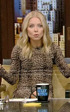 Kelly’s leopard print fitted dress on Live with Kelly and Ryan