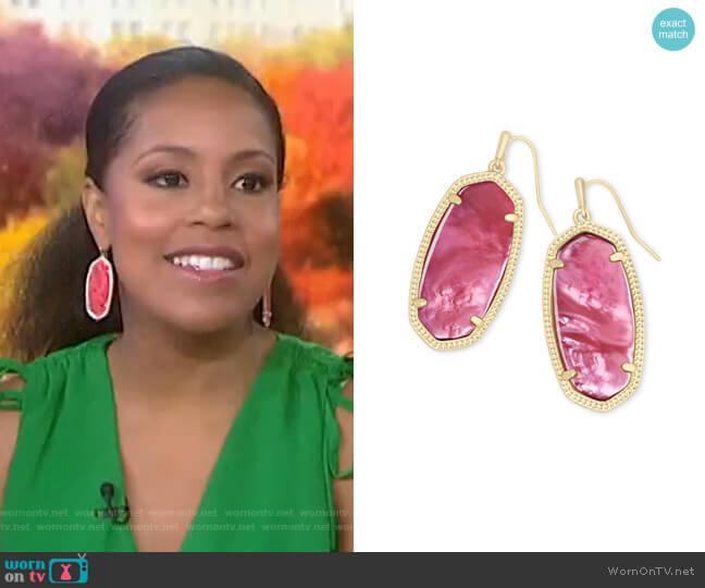 Elle Drop Earrings in Berry Illusion by Kendra Scott worn by Sheinelle Jones on Today