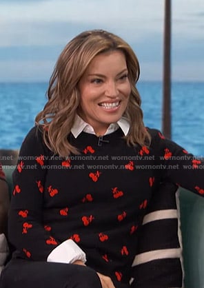 Kit's black cherry print sweater on Access Hollywood