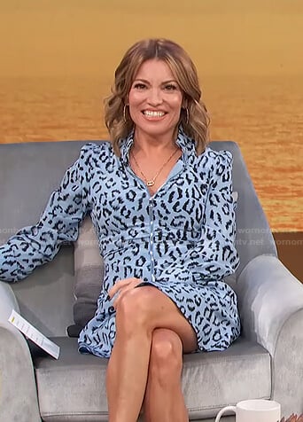 Kit’s blue leopard print dress on Access Hollywood