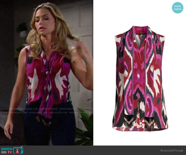 Kobi Halperin Martina Silk Blouse worn by Shauna Fulton (Denise Richards) on The Bold and the Beautiful