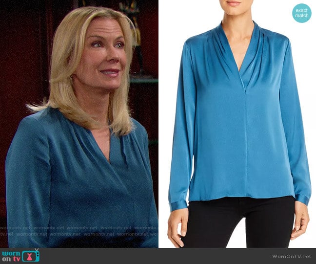 Kobi Halperin Nellie Silk-Blend Pleated Blouse worn by Brooke Logan (Katherine Kelly Lang) on The Bold and the Beautiful