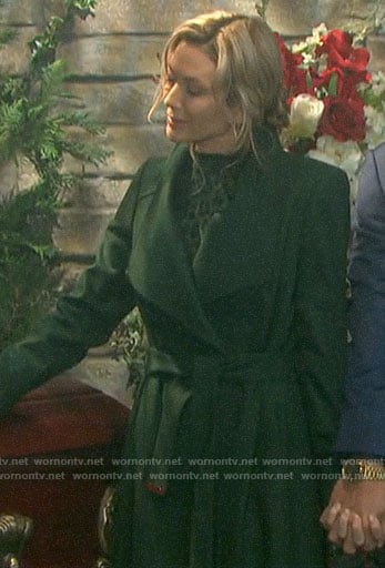 Kristen’s dark green coat on Days of our Lives