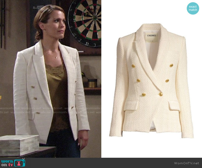 L'Agence Kenzie Tweed Jacket worn by Chelsea Lawson (Melissa Claire Egan) on The Young and the Restless