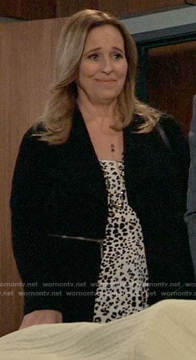 Laura’s white leopard print top on General Hospital