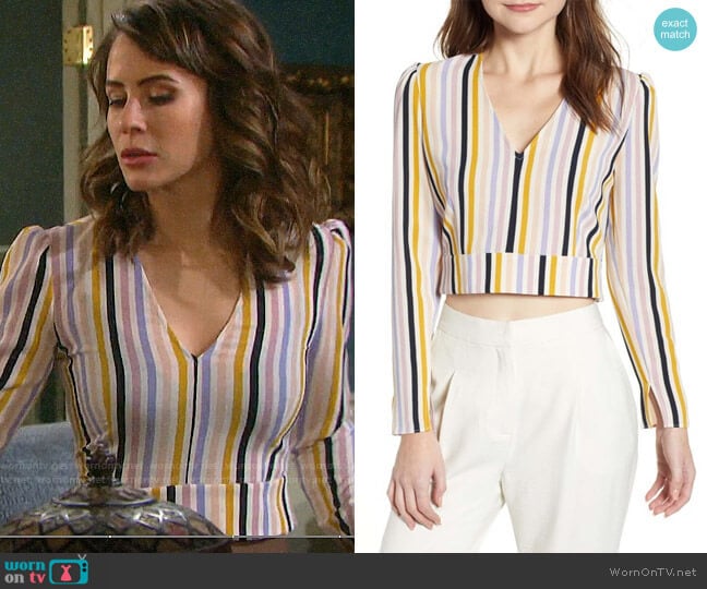 Leith V-Neck Crop Top worn by Sarah Horton (Linsey Godfrey) on Days of our Lives