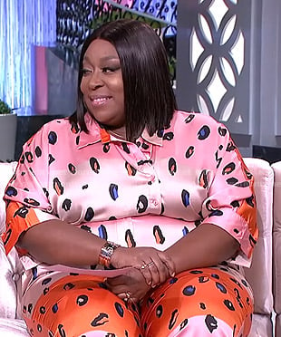 Loni’s pink and orange printed jumpsuit on The Real