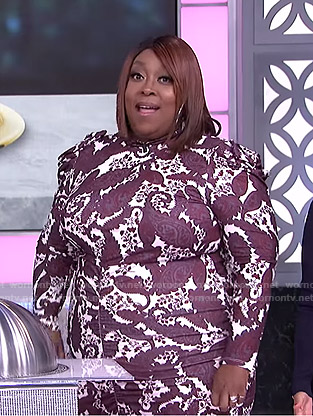 Loni’s white and purple paisley print dress on The Real