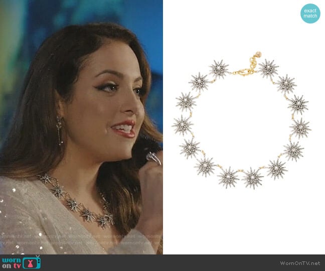 Radiant Silver And Gold-Plated Brass Glass Stone Necklace by Lulu Frost worn by Fallon Carrington (Elizabeth Gillies) on Dynasty