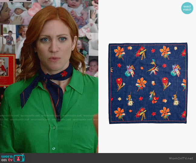 Madewell Washed Bandana in Mirage Blue Multi worn by Julia Bechley (Brittany Snow) on Almost Family