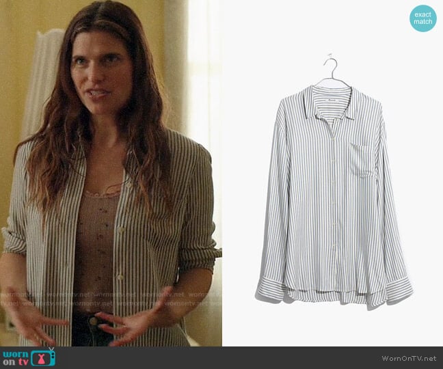 Madewell Tunic Shirt in Dalton Stripe worn by Rio (Lake Bell) on Bless This Mess