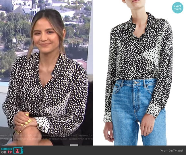 Cilia Print Shirt by Maje worn by Erin Lim on E! News