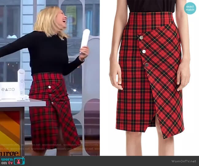 Janty Plaid Skirt by Maje worn by Sara Haines on Good Morning America