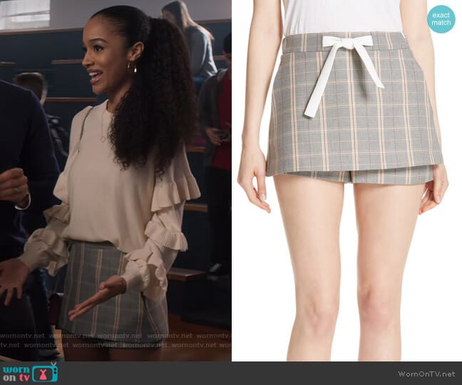 WornOnTV: Magnolia’s white ruffle sweater and plaid skirt on Insatiable ...