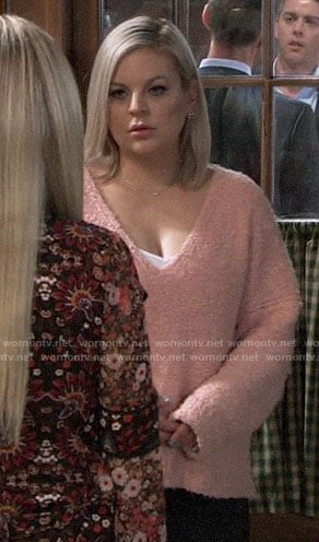 Maxie’s pink textured sweater on General Hospital