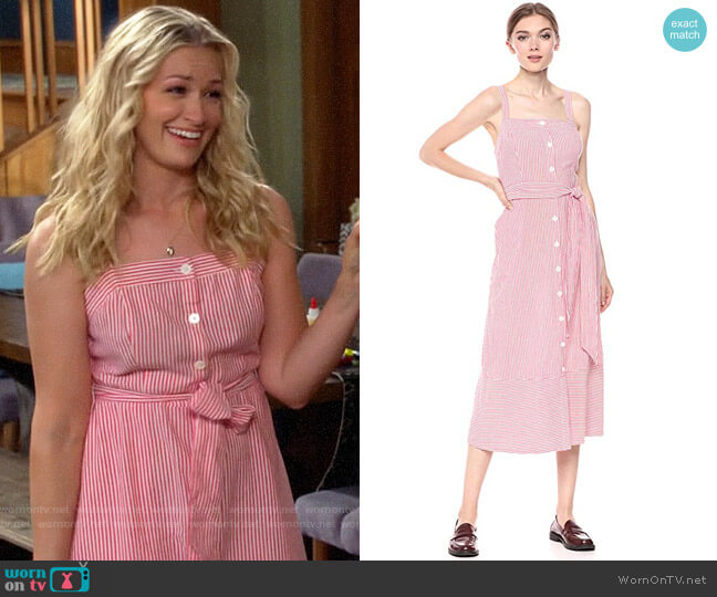 Michael Stars Raina Stripe Button Front Dress worn by Gemma (Beth Behrs) on The Neighborhood