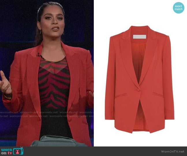 Michelle Mason Stretch-crepe blazer worn by Lilly Singh on A Little Late with Lilly Singh