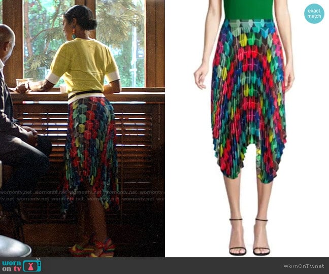 Milly Pleated Geo Print Skirt worn by Ali Finer (Javicia Leslie) on God Friended Me