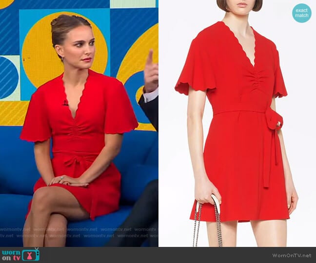 Faille cady dress by Miu Miu worn by Natalie Portman on GMA