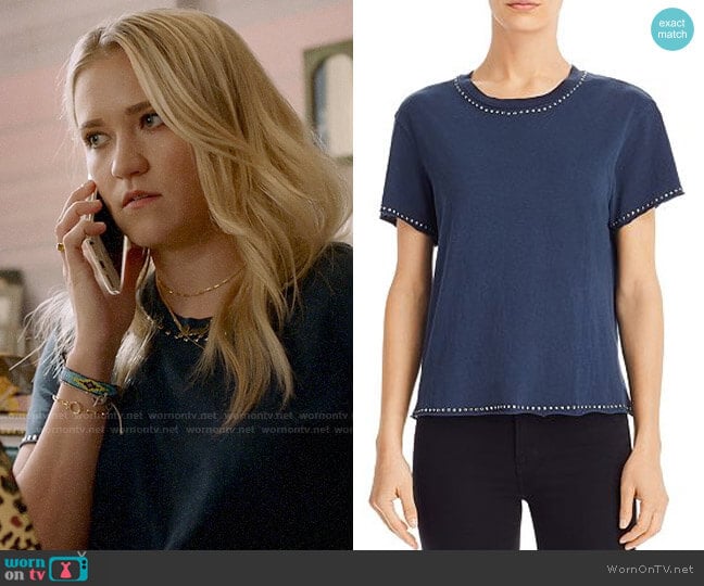 Monrow Studded Crewneck Tee worn by Roxy Doyle (Emily Osment) on Almost Family