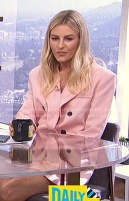 Morgan's pink double breasted blazer on E! News Daily Pop