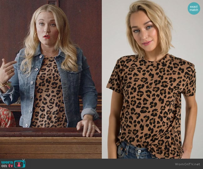 n:Philanthropy Shanghai Tee in Leopard worn by Roxy Doyle (Emily Osment) on Almost Family