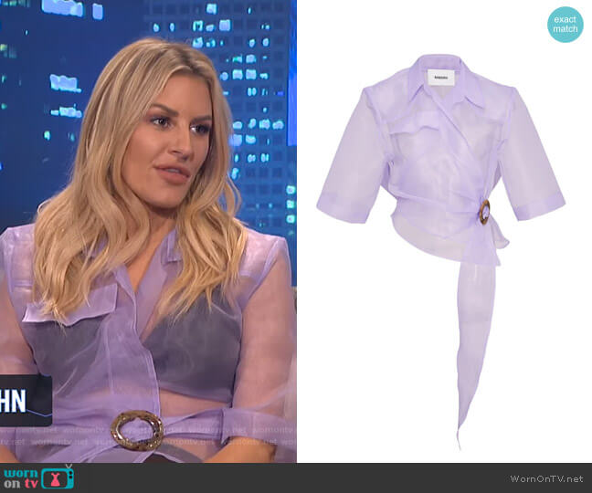 Dalas Wrap-Effect Sheer Top by Nanushka worn by Morgan Stewart on E! News