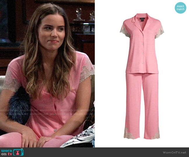 Natori 2-PieceLux Shangrila Pajama Set worn by Sasha Gilmore (Sofia Mattsson) on General Hospital