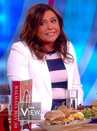 Rachael Ray's white blazer and striped sweater on The View