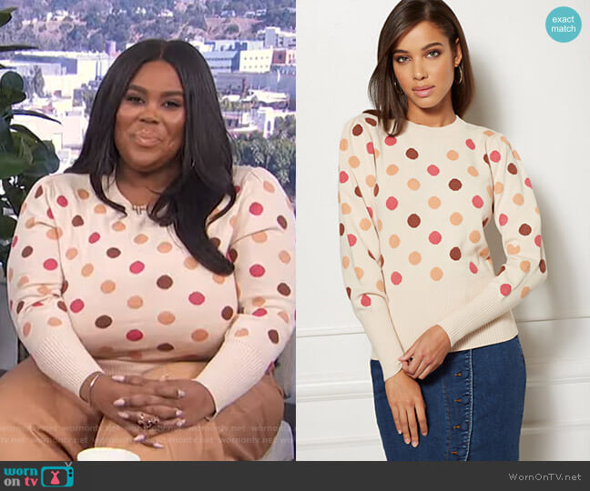 Polka Dot Sweater - Eva Mendes Collection by New York & Company worn by Nina Parker on E! News