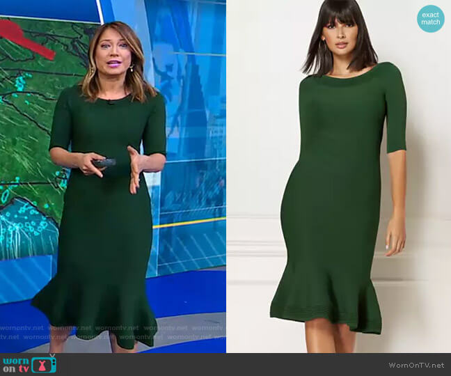 Melinda Sweater Dress - Eva Mendes Collection by New York & Company worn by Ginger Zee  on Good Morning America