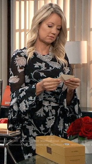 Nina’s floral bell sleeve dress on General Hospital