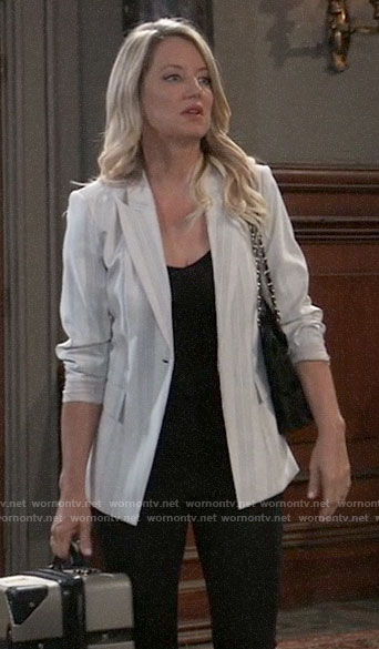 Nina’s white striped blazer on General Hospital