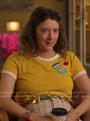 Nonnie’s yellow ringer tee on Insatiable