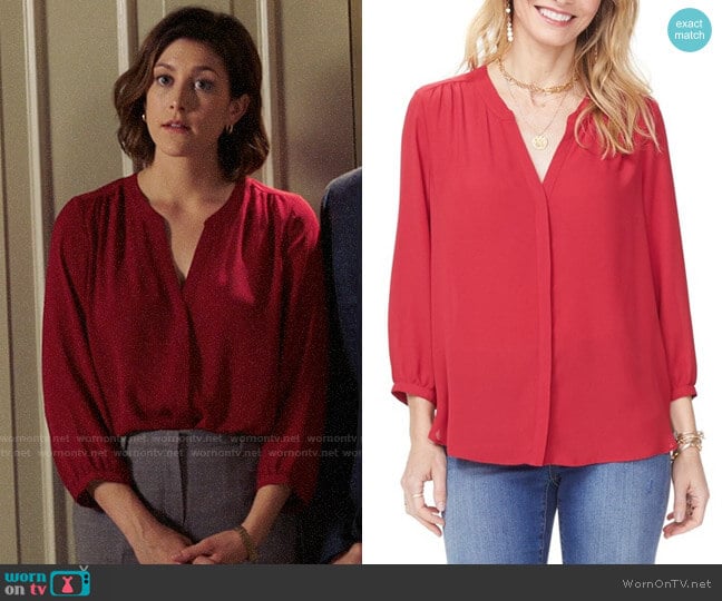 NYDJ Pleat Back Blouse worn by Sydney Strait (Caitlin McGee) on Bluff City Law