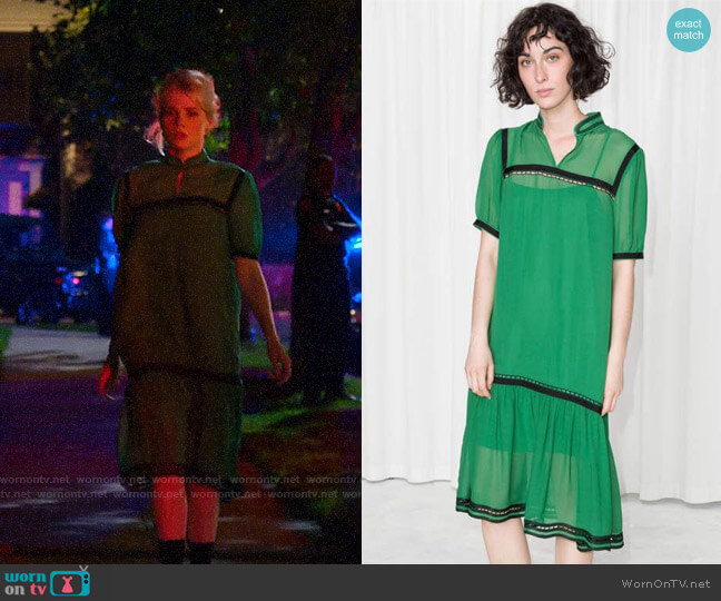 & Other Stories Sheer Embroidered Ribbon Dress worn by Astrid (Lucy Boynton) on The Politician