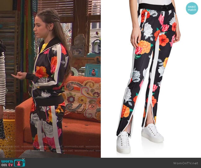 Fresh Cut Floral Track Pants by Pam & Gela worn by Tess O'Malley (Sky Katz) on Ravens Home