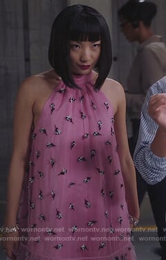 Mei's pink floral mesh dress on Sunnyside