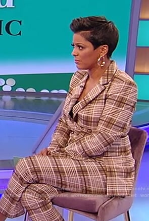 Tamron’s plaid blazer and pants on the Tamron Hall Show