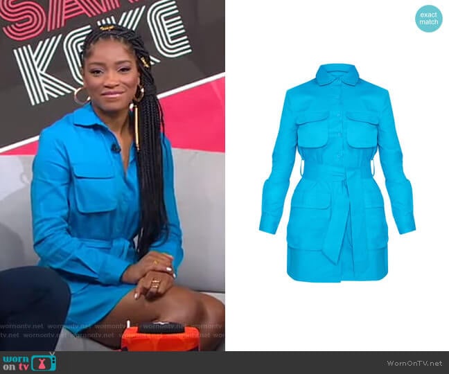 Utility Tie Waist Shirt Dress by Pretty Little Thing worn by Keke Palmer on Good Morning America