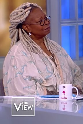 Whoopi's print wrinkled cardigan on The View