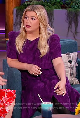 Kelly’s purple corduroy dress on The Kelly Clarkson Show