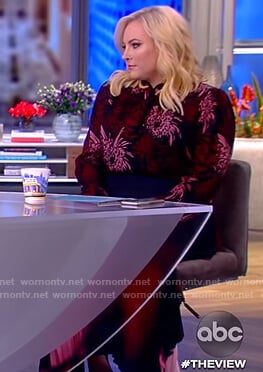 Meghan’s red floral blouse and pleated skirt on The View