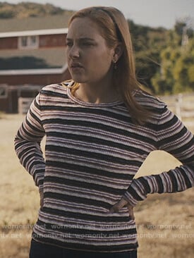 Violet’s striped ribbed long sleeve tee on Light as a Feather