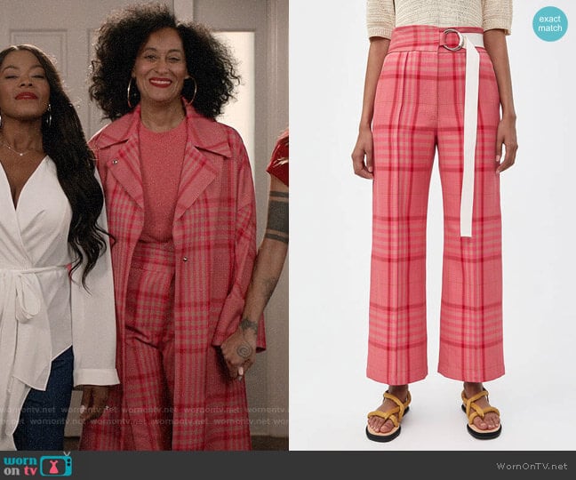 Rachel Comey Elio Plaid Pant worn by Rainbow Johnson (Tracee Ellis Ross) on Black-ish