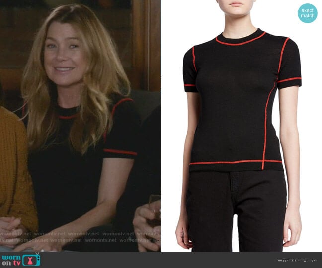 Shannon Tee with Contrast Stitching by Rag & Bone worn by Meredith Grey (Ellen Pompeo) on Greys Anatomy