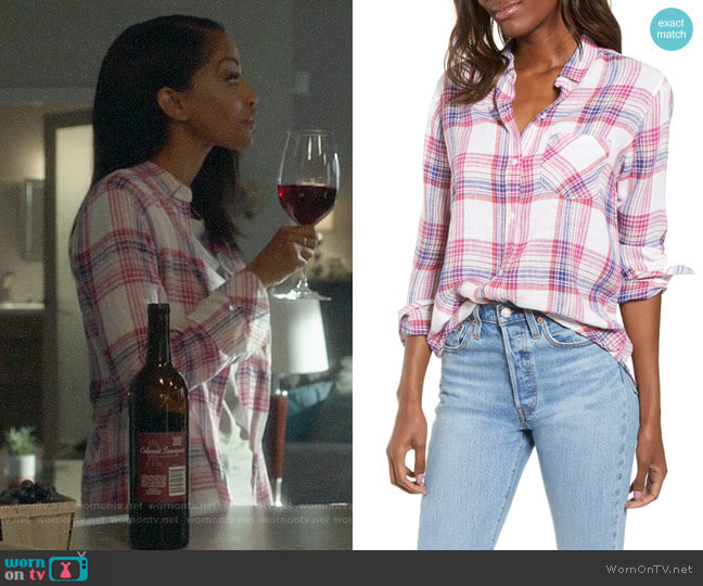 Rails Charli Shirt White Peach Fuschia worn by Kelly Olsen (Azie Tesfai) on Supergirl