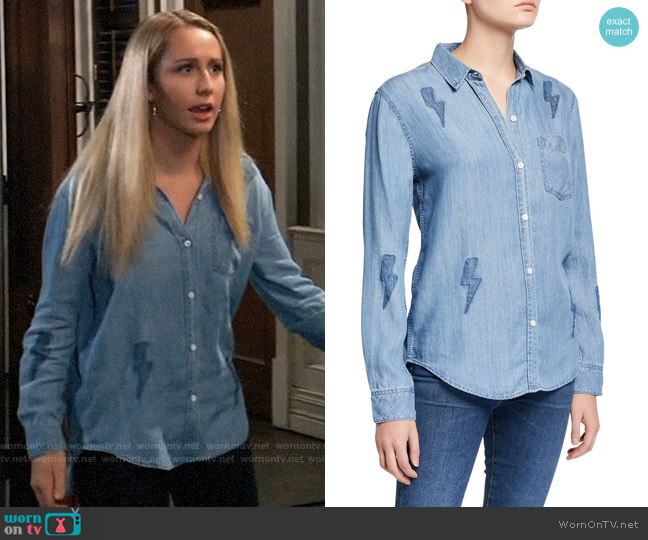 Rails Ingrid Lightning Bolt Button-Down Top worn by Josslyn Jacks (Eden McCoy) on General Hospital