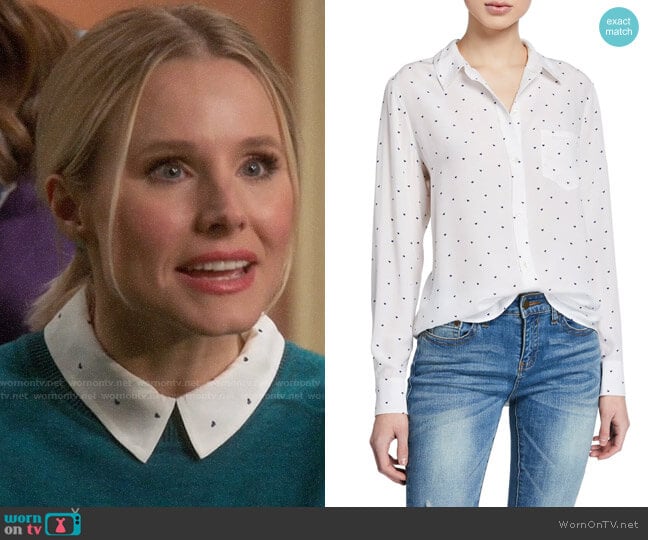 Rails Kate Heart Print Shirt worn by Eleanor Shellstrop (Kristen Bell) on The Good Place